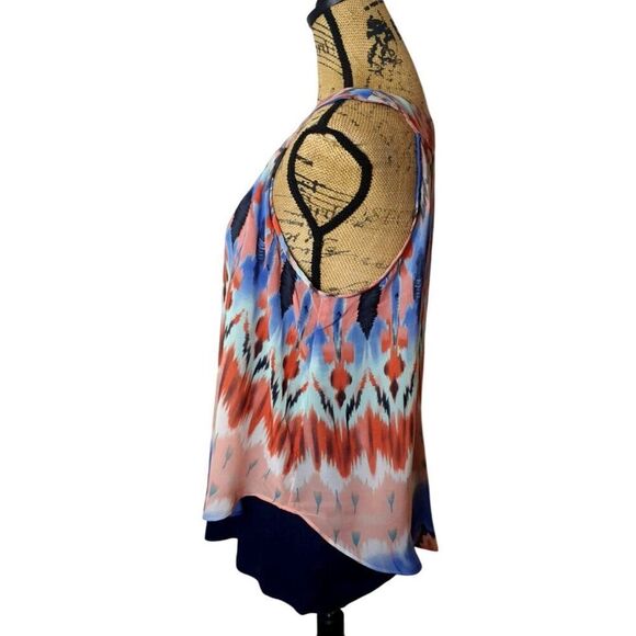 IZ Byer Womens Asymmetrical Sleeveless Top L Multi Layered Artisan Tie Dye Chic - Picture 2 of 6